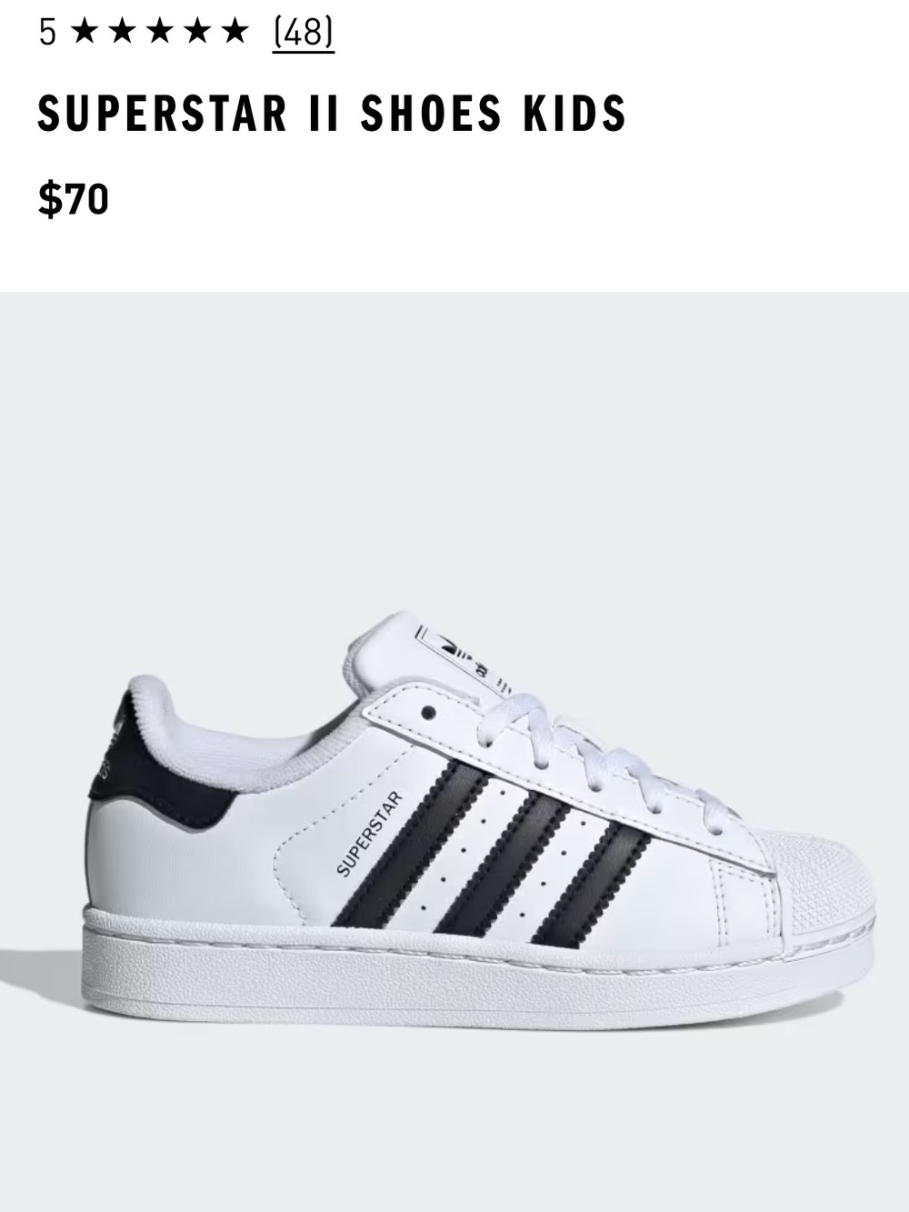Adidas Superstar Sneaker, size 5.5